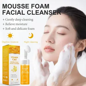 Amococo Vitamin C & E Face Cleanser for Oily Skin - Brightening & Deep Cleaning Foaming Mousse, 100ml