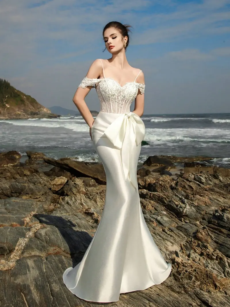 classic mermaid wedding dress THE MARGARET DRESS by Lauren Elaine Bridal