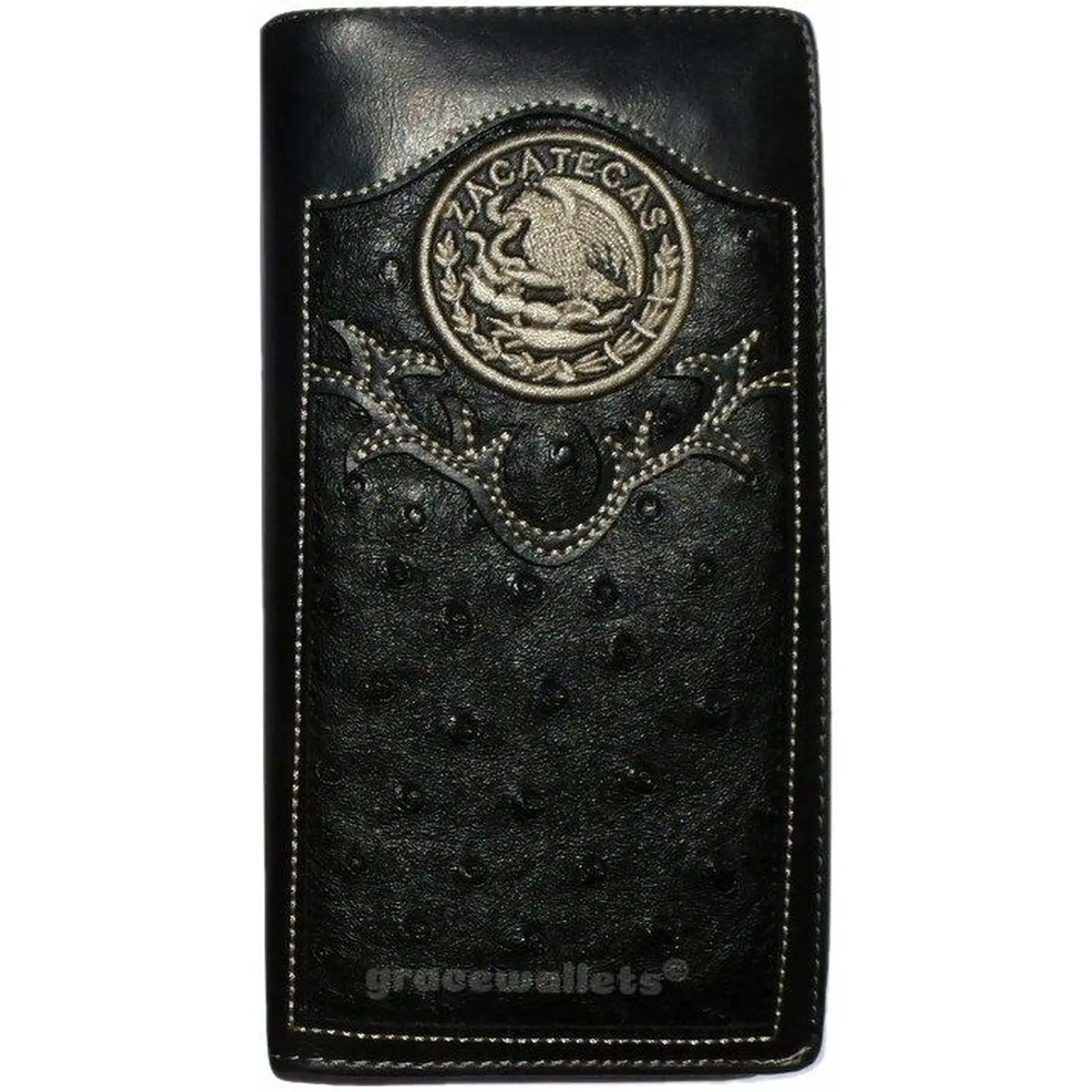 Zacatecas Men's Western Bifold Wallet Black Checkbook Style Zacatecas Men's Western Bifold Wallet Black Checkbook Style