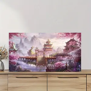 Sakura Flower Landscape Pattern DIY Diamond Art Painting Without Frame, DIY 5D Diamond Arts Painting Kit, Wall Art Decor For Home Living Room Bedroom