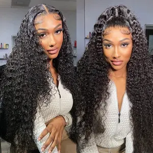 Bling Hair 34 36 Inch 13x4 Kinky Curly Lace Front Human Hair Wig Pre-pluecked 13x6 Jerry Curly Lace Front Wigs Human Hair Brazilian Curly Wigs For Women Natural Color 180 Density TikTokShopBlackFriday