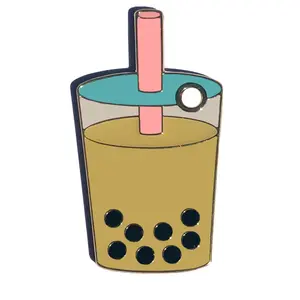 Bubble Tea Tag - Cool Pet ID Tag with Free Engraving, 30mm x 30mm, Zinc Alloy Finish, Steel Ring Included, Stylish and Durable for Pet Owners.