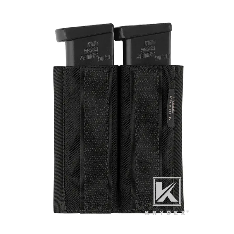 KRYDEX Tactical 9mm Double Magazine Insert Pouch - Durable Elastic Holder with Hook Lining, Compatible with MICRO FIGHT MK3, MK4 Chest Rig for Sports & Outdoor Use, 3.75" X 4", Excellent Retention, Hook & Loop, Quick And Easy Access, Ranger