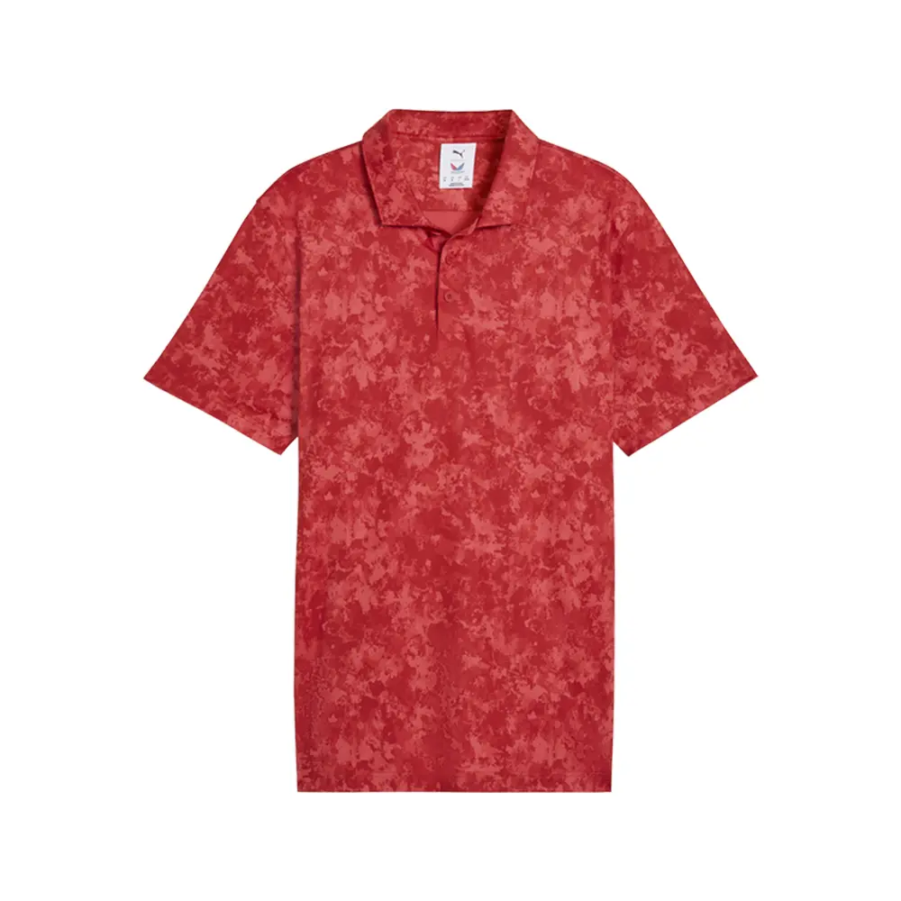 PUMA Mens X Volition Camo Short Sleeve Golf Shirt Casual Casual - Red