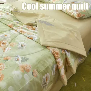 Floral Print Cooling Summer Quilt, Lightweight Breathable Air Conditioning Blanket, Multi-Color Options, Suitable for Hot Weather