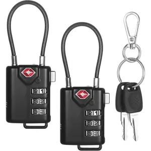 2 PCS TSA Locks for Luggage, Small Combination Lock,Luggage Locks TSA Approved, for Locker Lock, Travel Suitcase, Gun Case, Backpack Zipper, Ammo Can, with 2PCS Spare 007 Master Key