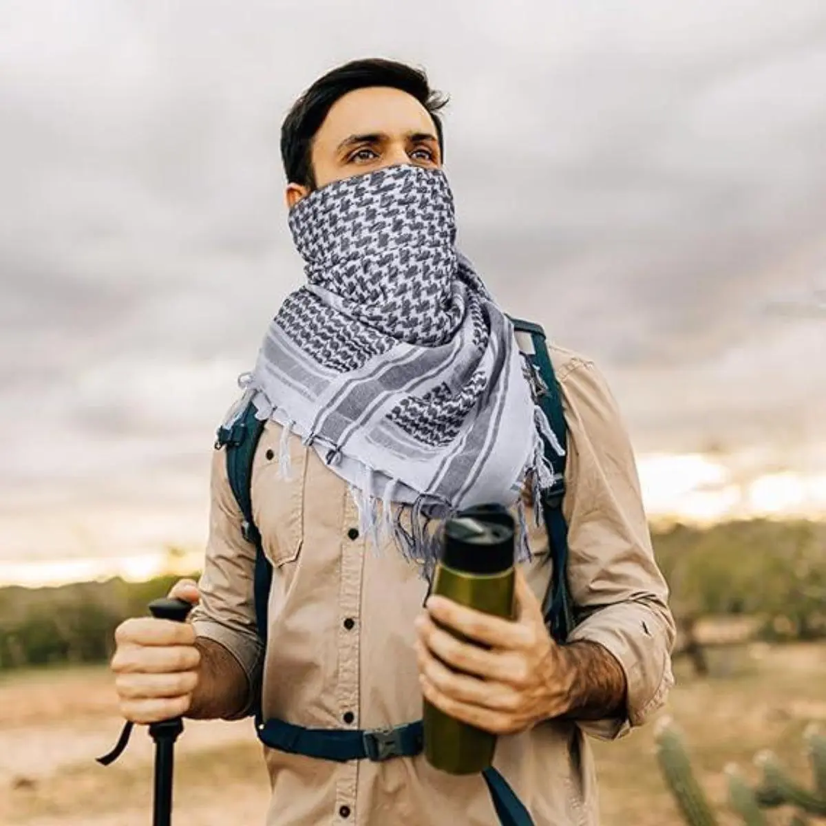 100% Cotton Western-Style Keffiyeh Shemagh Scarf for Men & Women - Lightweight, Breathable Headwear for Outdoor Adventure, Blocks Sun & Wind, Deserts, Scarf Style, Multi-Use, Sun/Wind Block, Unisex, 100% Cotton Scarves, One Size