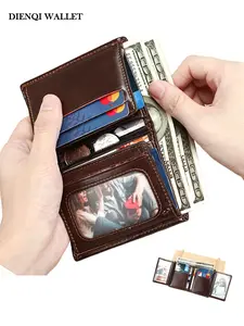 New Outings in Spring and Summer Travel  Classic Genuine Leather Men's Wallets Multiple Card Slots for Document Storage,Business Bank Credit Card Holders Photo Folder ID Bank Cardholders Coins Zipper Bags Smart Wallet for Men Women,Daily Use,Gift for Dad