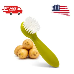 Potato Scrub Brush, Ergonomic Easy Grip Handle, Green