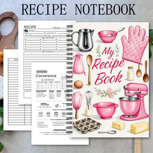 1Pcs Fun Recipe Notebook Diary with Kitchen Utensil Design, Blank Cookbook for Home Chefs, Cute Cooking Scrapbook, Baking Journal Gift Workbook