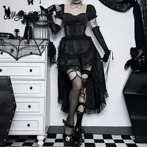 Gothic Lace 2-piece Bodycon Dress Suit