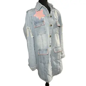 Women's Cowgirl Patch Denim Jacket - Jean Style - Womenswear
