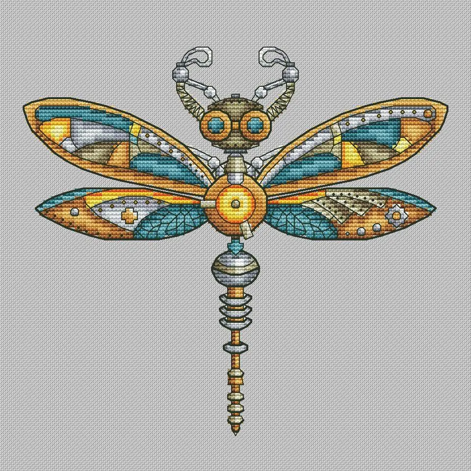 Steampunk Dragonfly - PDF Cross Stitch Pattern