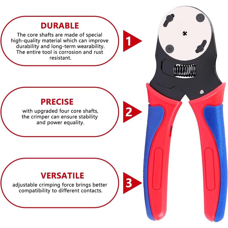 Deutsch Crimper, 4 Way Indent, 8 Impression Closed Barrel Crimper with Deutsch Crimp Tool for Deutsch Contacts - Gage 14, 16, 18 - for Automotive Application Deutsch Crimper, 4 Way Indent, 8 Impression Closed Barrel Crimper with Deutsch Crimp Tool for Deutsch Contacts - Gage 14, 16, 18 - for Automotive Application