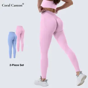 Coral Canton 2pcs High Waisted Seamless Sports Leggings