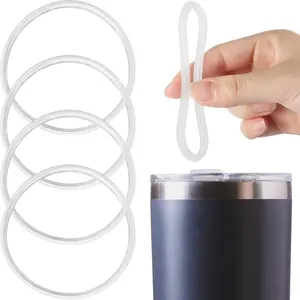 4 count 20 oz Replacement Rubber Lid Seals O Shaped Resealable Lid Gaskets for 10, 12, 16 and 20 Ounce Insulated Stainless Steel Tumblers (White)
