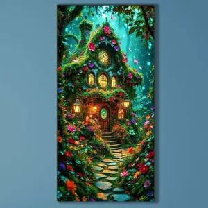 5D DIY Full Diamond Round Drill Painting - Diamond Painting Kit Fairy House. Mosaic Canvas DIY Wall Art, Home Wall Decoration.