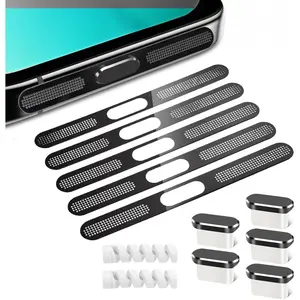 5PACK Speaker Dust Cover for iPhone 16, USB C Dust Plug Type C Port Cover Charging Port Cover Speaker Mesh Cover for iPhone 16/16 Plus/16 Pro/16 Pro Max/iPhone 15/15 Pro/15Pro Max/Plus (Black)