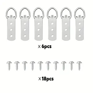 Triangle D-Ring Oil Painting Frame Photo Picture Frame Hanging Hook Artwork Hanger with Screws, Set of 4