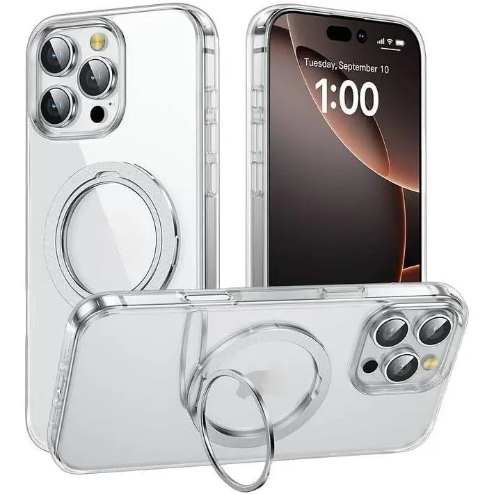 Phone cases for iPhone 17 Pro Max iPhone 16 15 14 13 Pro Max with Stand Phone case ,Military Drop Protection,Compatible with MagSafe,Anti-Yellowing Build in Kickstand,Phone Clear case for iphone 17 Pro Max