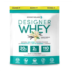 Designer Wellness, Designer Whey, Natural Whey Protein Powder with Probiotics, Fiber, and Key B-Vitamins for Energy, Gluten-Free, French Vanilla, 2 lb