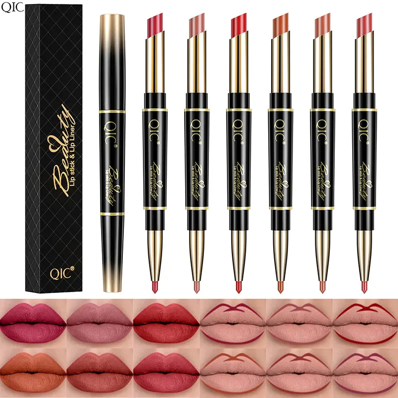 Creamy Smooth 2-in-1 Lipstick & Lip Liner Pencil Duo - Double Ended Pen, Twist-Up Rotating Tip, Flawless Contour, Vibrant Color, Durable, Moisturizing, Transfer-Resistant, Beginner-Friendly Makeup Tool