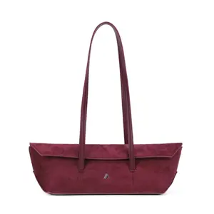 Slim East-West Shoulder Tote Bag – Vegan Suede