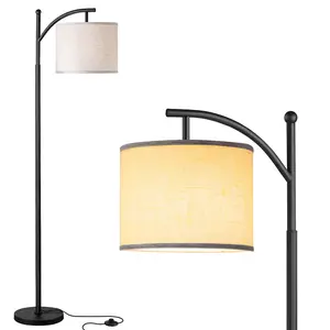 Modern floor lamp 3 color temperature, LED, beige linen lampshade, bedroom, office, study, living room floor lamp,Christmas gifts