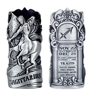 Metal Lighter Case Cover Lighter Pouch Fits Bic Lighter Standard Size J6 Design in Sagittarius