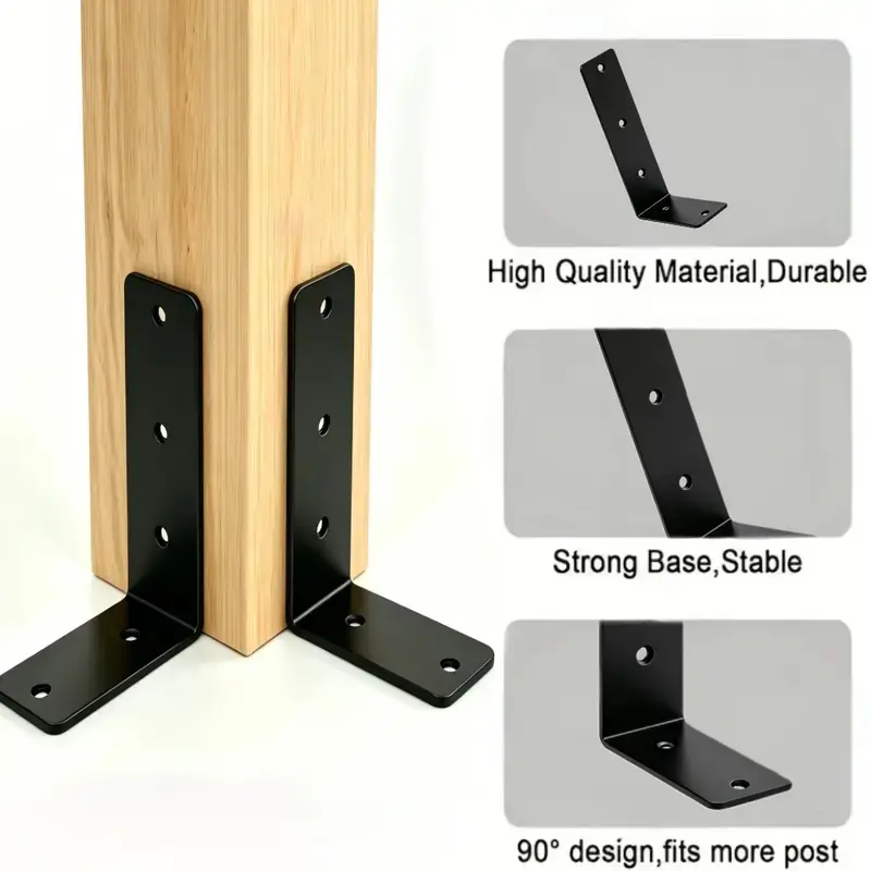 Adjustable Deck Post Anchor Bracket 2-Piece Set, Metal Support, Mounting, Fits 1.5x1.5 to 2x2 Inch, Easy Install, Durable Anchor