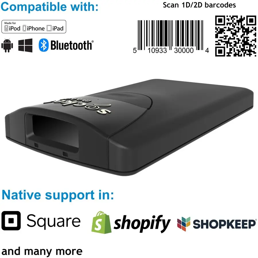 Socket Mobile SocketScan S840 1D/2D Handheld Bluetooth Barcode Scanner - Black