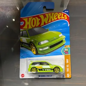 Hot Wheels '90 Honda Civic EF VTEC Green Diecast Car Model 20/259 1/10 Scale Collectible Toy