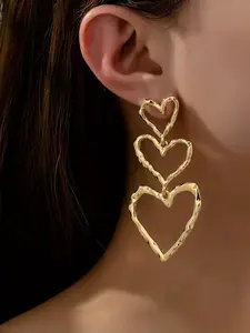 1 pair Classic Vintage Dangle Heart Pendant Earrings, Women's Versatile Fashion Accessory, Perfect Valentine's Day Gift for Girlfriend, Jewelry Accessories