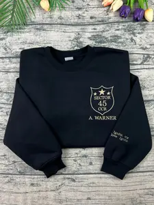 Shatter Me Embroidered Sweatshirt, Aaron Warner Shatter Me 45 Sector CCR Uniform Embroidered Sweatshirt, BookTok Merch, Bookish Merch