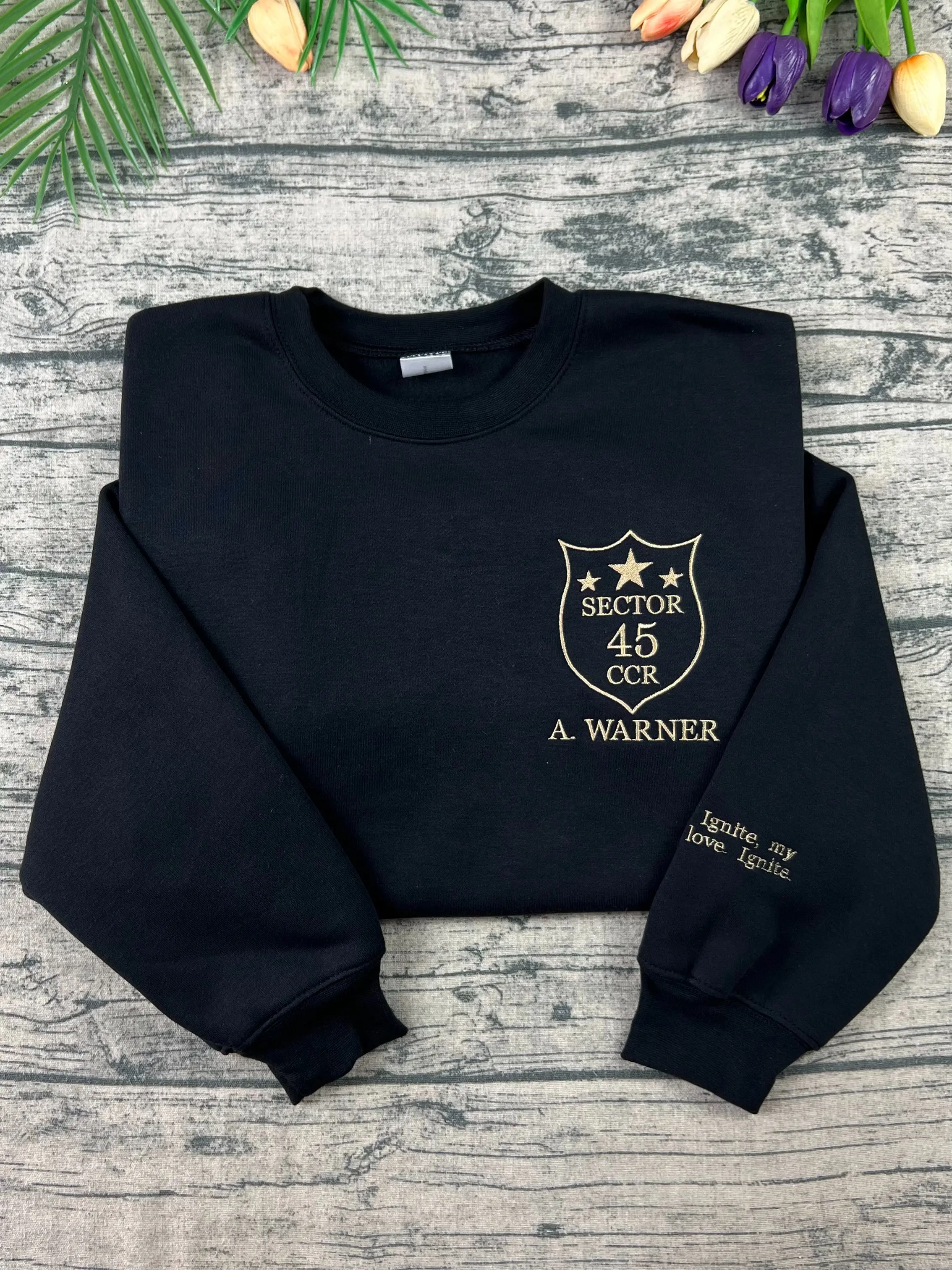 Shatter Me Embroidered Sweatshirt, Aaron Warner Shatter Me 45 Sector CCR Uniform Embroidered Sweatshirt, BookTok Merch, Bookish Merch