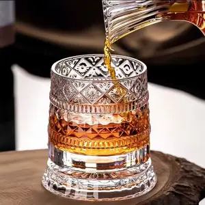 Rotating Whiskey Scotch Glasses, Kitchenware Drinkware for Whiskey Enthusiasts