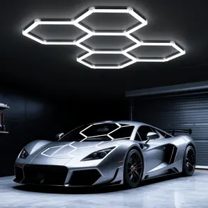 Hexagon Garage Lights: 168W 5 Grids Hexagon Led Lights, 6500K Ultra Bright Hex Light, Honeycomb Light for Garage, Shop, Basement, Barber, Homegym