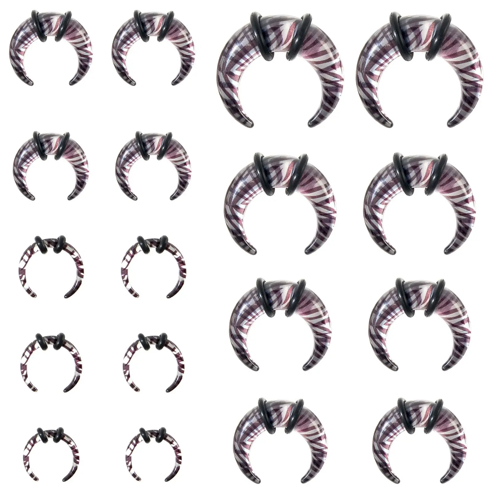 SAGAETR 9pairs Crescent Horseshoes Taper Set Pincher Septum Rings Spiral Stretching Kit Gauges Nose Ear Gauge 14g 12g 10g 8g 6g 4g 2g 0g 00g