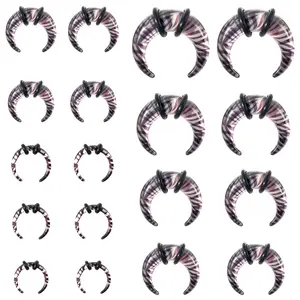 SAGAETR 9pairs Crescent Horseshoes Taper Set Pincher Septum Rings Spiral Stretching Kit Gauges Nose Ear Gauge 14g 12g 10g 8g 6g 4g 2g 0g 00g