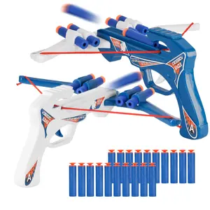 2 Sets Kids Foam Crossbow Set, Includes 20 Foam Dart Bullets, Ideal for Team Games, Duel Play, Blue and Colors