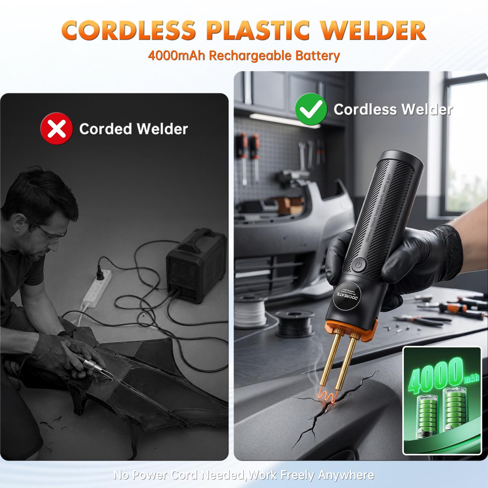 Handheld Plastic Welder Kit, Cordless Rechargeable Hot Stapler Plastic Welding Repair Tool with 4000mAh Battery, LED Light for Car Bumper, Dashboard detail 4