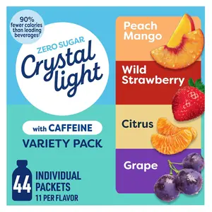 Energizing Drink Mix with Caffeine Zero Sugar Hydration Powder Variety Pack Peach Mango Strawberry Citrus and Grape 44 Packets