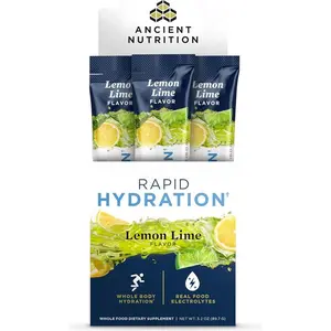 Ancient Nutrition Rapid Hydration Powder, Lemon Lime, Electrolytes 15 packets