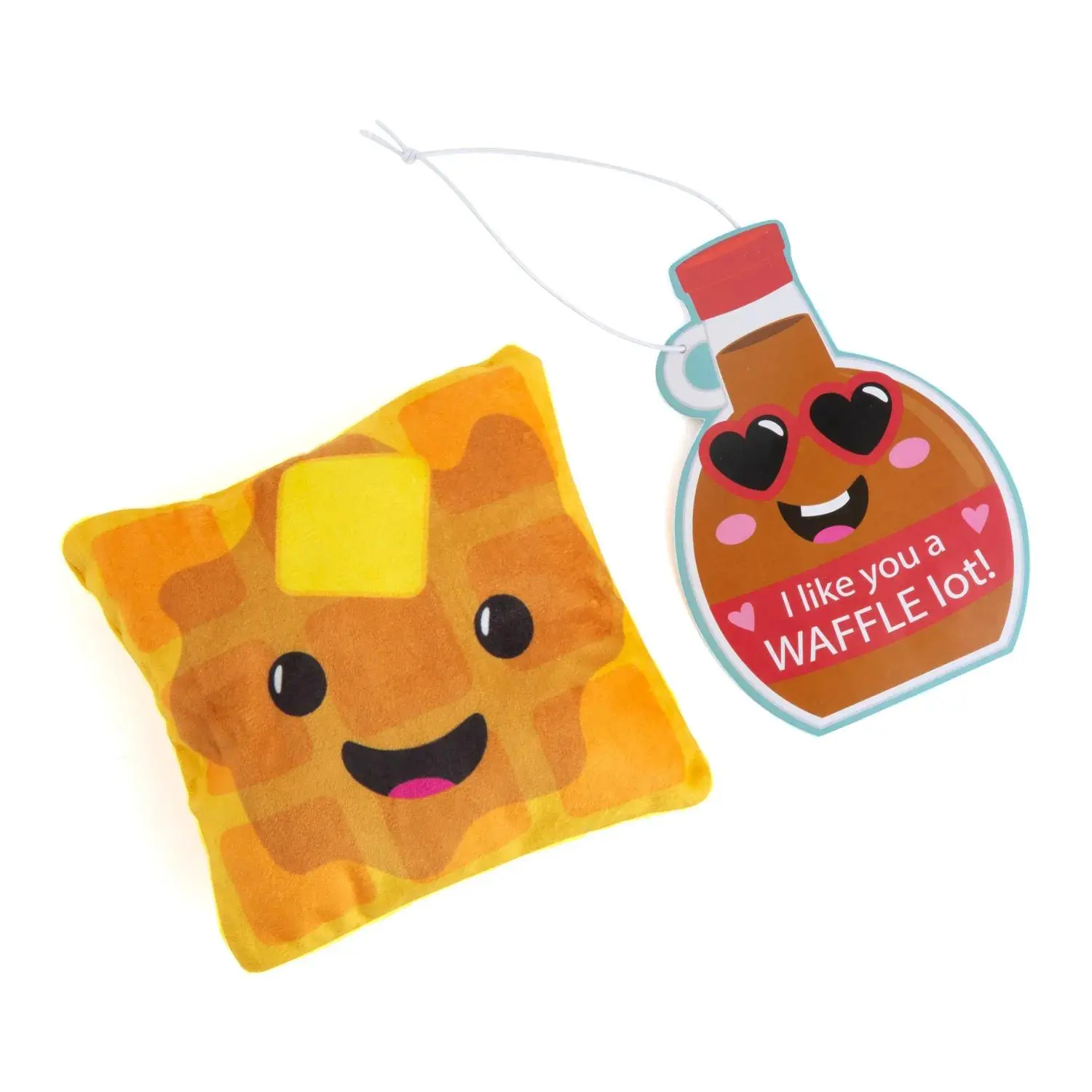 Huggable Collectible 5-in Stuffed Waffle, Complete Valentine Exchange Set with Syrup Card - 12-Piece Classroom Toy, Unique and Fun for All Ages
