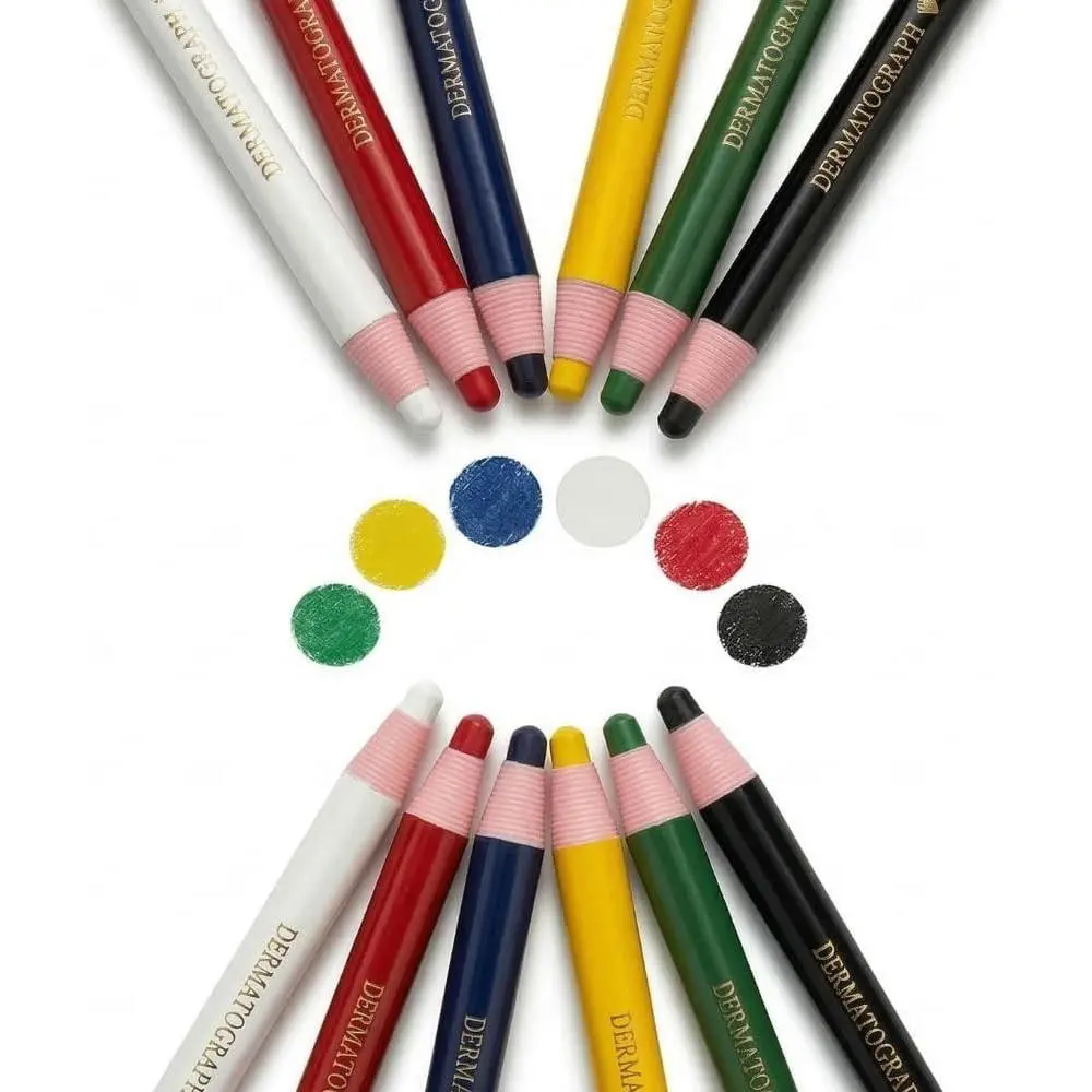12-Pack  Markers  Pencils - Professional Peel-Off Wax Pencils for Marking  Glass, Metal, , and Plastic (Assorted 6 Colors 12p)