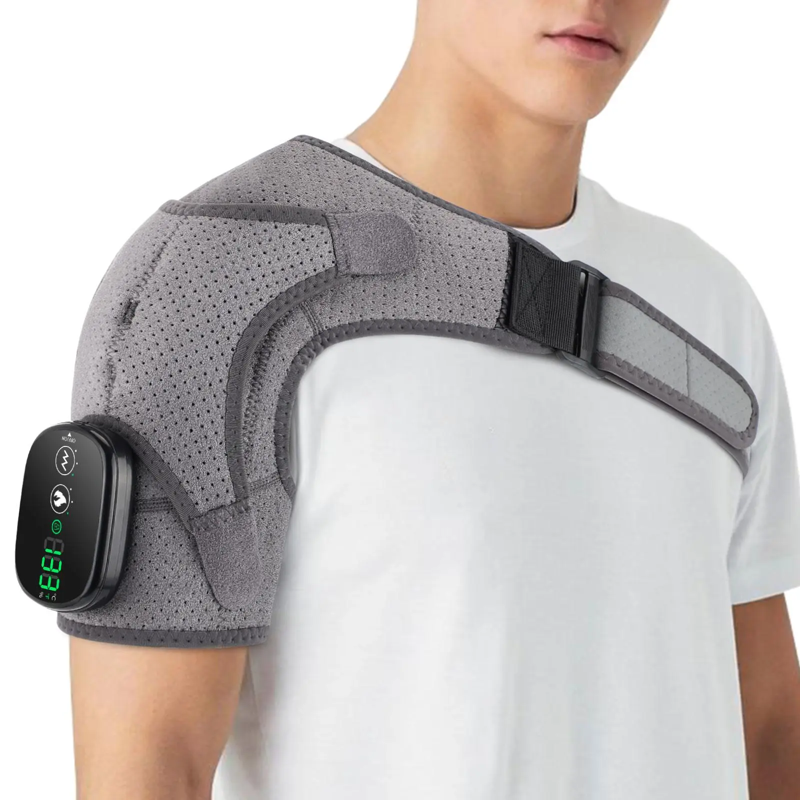 Electric Shoulder Heating Vibrating Massager, 1 Set Touch Screen Controller  Shoulder Pad, Portable Operation Shoulder Massager, Suitable for Muscle  Relaxation - TikTok Shop
