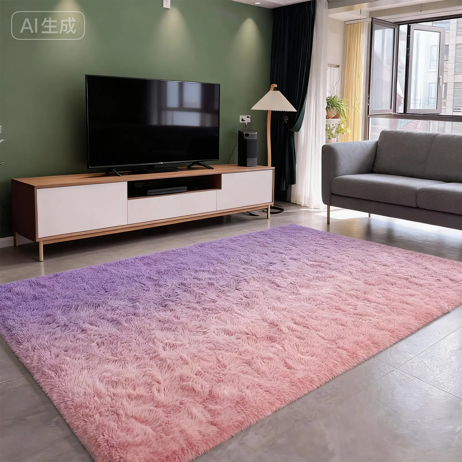 Ultra Soft 5x8 Shaggy Area Rug, Non-Slip Machine Washable Rug, Pastel Rainbow Plush Carpet for Teen Girls Boys Bedroom Playroom Dorm Nursery Kid-Safe Decor