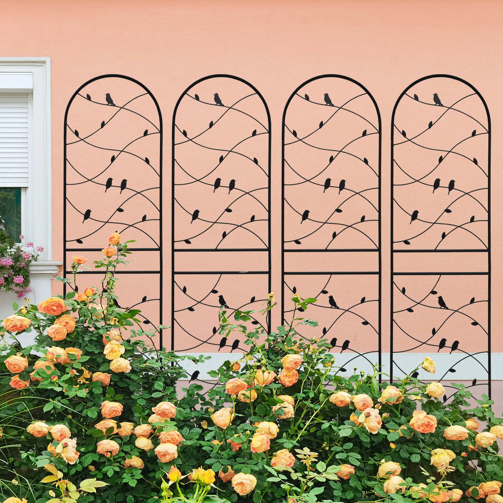 4 Pack Metal Garden Trellis 71x19.7 Inch Rustproof Plant Support for Climbing Vegetables Flowers Outdoor Decor Black Trellis Netting for Ivy Rose Vine Cucumber Pea Support Cage Panel, Home Furniture and Household Product Search Terms