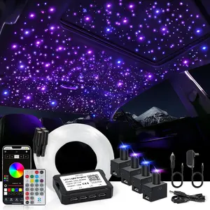 Mini Split 4 Colors 10W Car Starlight Headliner Kit 1000pcs*0.02in*9.8ft for Car/Home Decor, RGBW Fiber Optic Star Lights, 4 Port Engine Easy to Hide Sound Activated for Car Star Roof Ceiling Lights