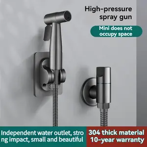 Gun gray high pressure toilet companion flushing spray gun one in and two out household toilet full copper angle valve women's wash spray head
